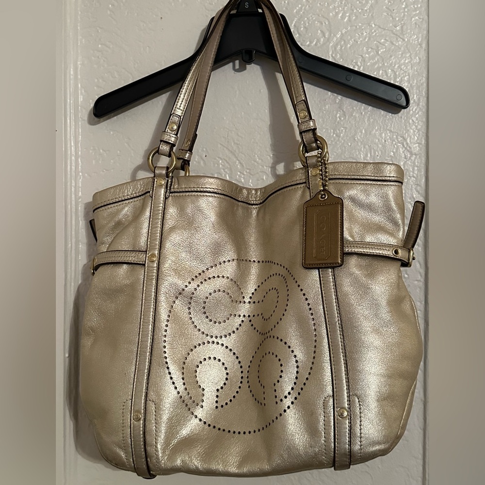 COACH Perforated Gold Bag